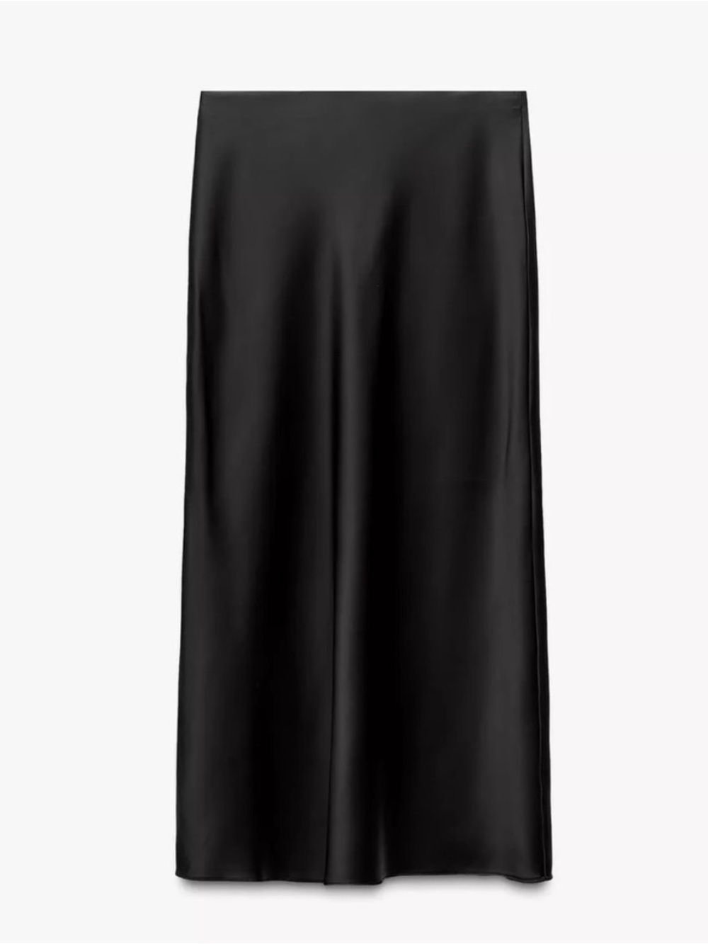 Zara Black Satin Midi  Skirt size XS